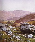 Atkinson Grimshaw The Bowder Stone Borrowdale oil